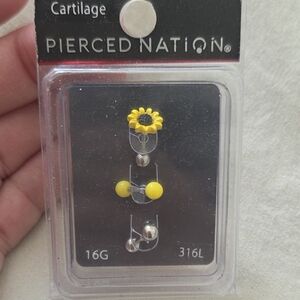 Pierced Nation Sunflower Cartilage Earrings 16G